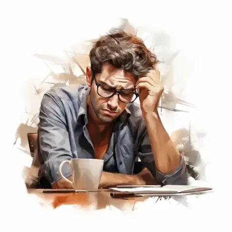 Vystresovaný muž nad stolem